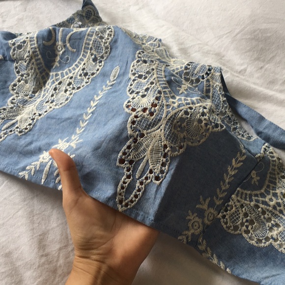 Embroidered high waisted skort and crop top - Picture 5 of 6